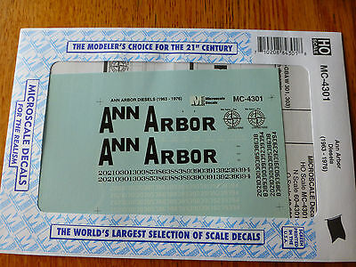 Microscale Decal HO  #MC-4301 Ann Arbor Diesel - Hood Dates:1963-1976