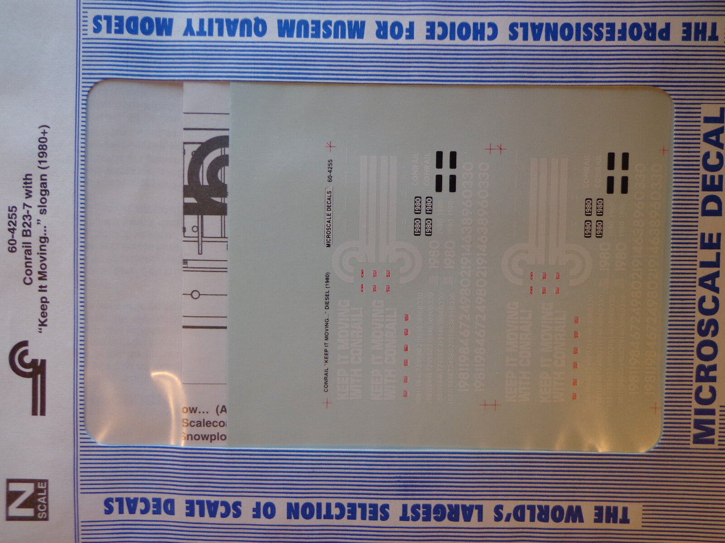 Microscale Decal N  #60-4255 Conrail Diesel - B23-7 #1980 - Keep It Moving With