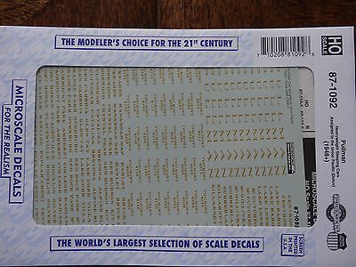 Microscale Decal HO  #87-1092 Pullman Passenger Car - Sleeper - Assigned to UP -