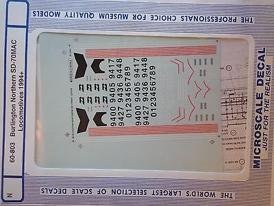 Microscale Decal N  #60-803 Burlington Northern SD70MAC Diesels (1994+)-Diesel -