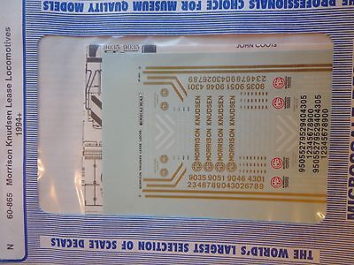 Microscale Decal N  #60-865 Morrison-Knudsen Lease Locomotives (1994+) Diesel -