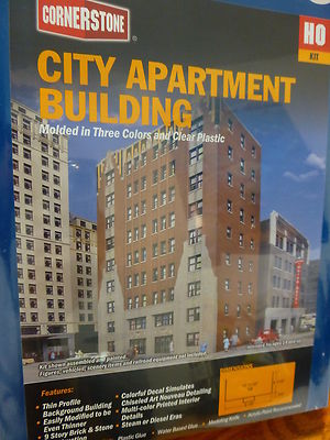 Walthers Cornerstone HO #933-3770  City Apartment Building Kit  - 8-1/8 x 5-3/16