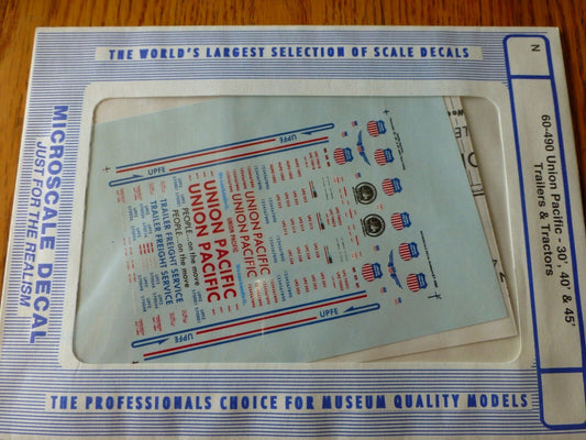 Microscale Decal N  #60-490 UP Trailers-Tractors & Trailers 30' - 40' - 50'