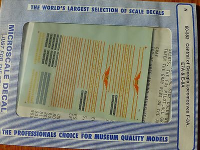 Microscale Decal N  #60-382 Central of Georgia F3A, E7A and E8A Diesels (1946-19
