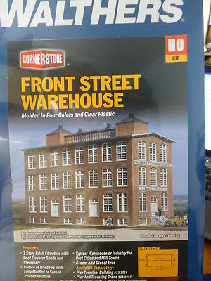 Walthers Cornerstone HO #3069 Front Street Warehouse -- 6-3/4 x 15-3/8 x 10"