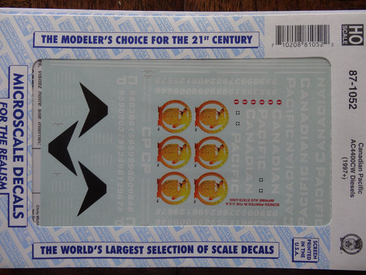 Microscale Decal HO  #87-1052 CP Diesel - AC4400CW - Beaver Logo