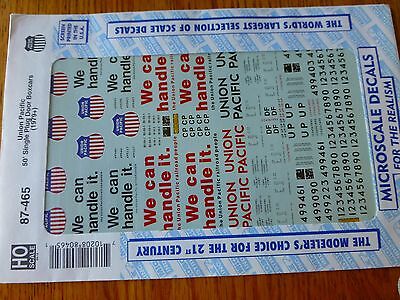 Microscale Decal HO  #87-465 Union Pacific 50' Single Plug Door Boxcars (1979+)-