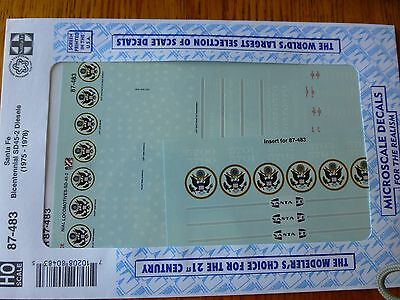 Microscale Decal HO  #87-483 Santa Fe Bicentennial SD45-2 Diesels (1975-1978)-Di