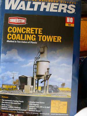 Walthers Cornerstone HO #3042 Concrete Coaling Tower -- Tower & Shed (kit form)