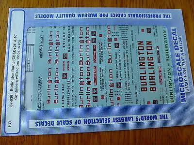 Microscale Decal HO  #87-836 Burlington Route 24' & 40' Containers w/Tractors-Co
