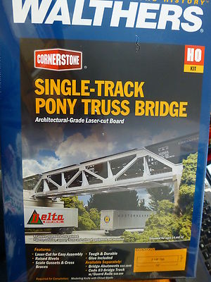 Walthers Cornerstone HO #4030 Single-Track Pony Truss Bridge -- Laser-Cut Kit -