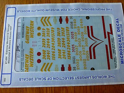 Microscale Decal HO  #87-696 GWW -Diesel - Hoods Includes Chicago Missouri & Wes