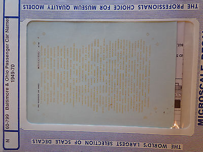 Microscale Decal N  #60-799 Baltimore & Ohio Passenger Car Names, (1949-70