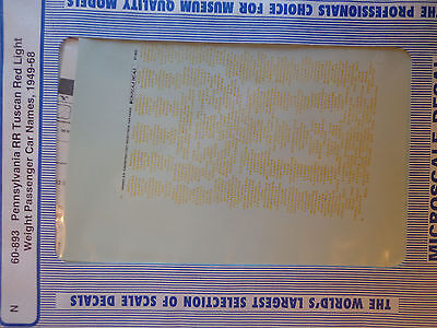 Microscale Decal N  #60-893 Pennsylvania RR Tuscan Red Light Weight Passenger Ca