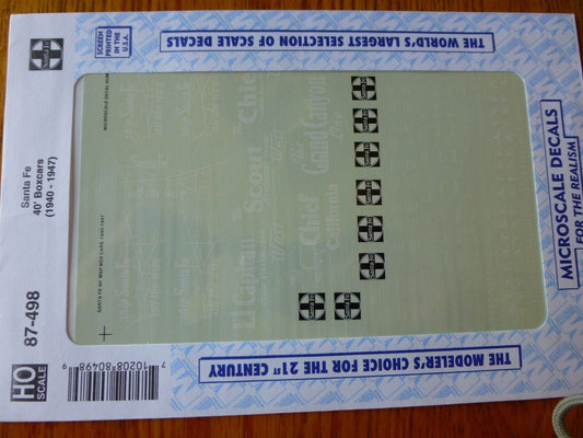 Microscale Decal HO  #87-498 ATSF Freight-Box Car - 40'