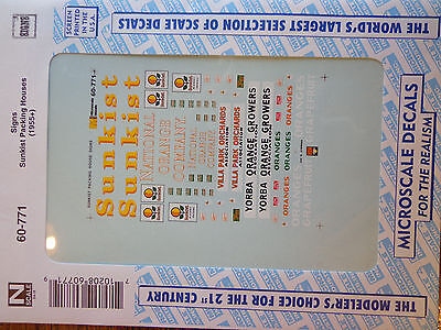 Microscale Decal N  #60-771 Sunkist Packing House Signs (1955+)