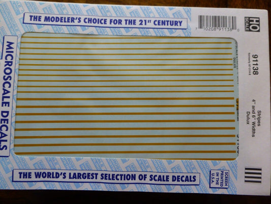 Microscale Decal #91138 Stripes 4" and 6" Widths - Dulux (1:87 Scale)