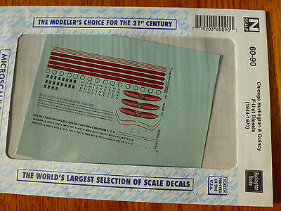 Microscale Decal N  #60-90 Chicago Burlington & Quincy F-Unit Diesels (1944-1970