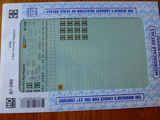 Microscale Decal HO  #87-288 ATSF Freight -Hopper - Covered - 2-Bay - 70-ton