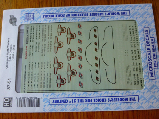 Microscale Decal HO  #87-51 C&NW Diesel - E-Units