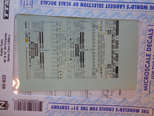 Microscale Decal N  #60-822 Trailer Train (TTX) - 48' and 53' All-Purpose Spine