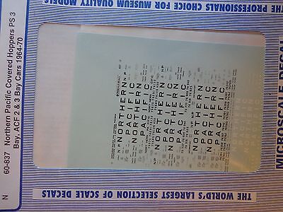 Microscale Decal N  #60-837 Northern Pacific Covered Hoppers PS3 Bay, ACF 2 & 3