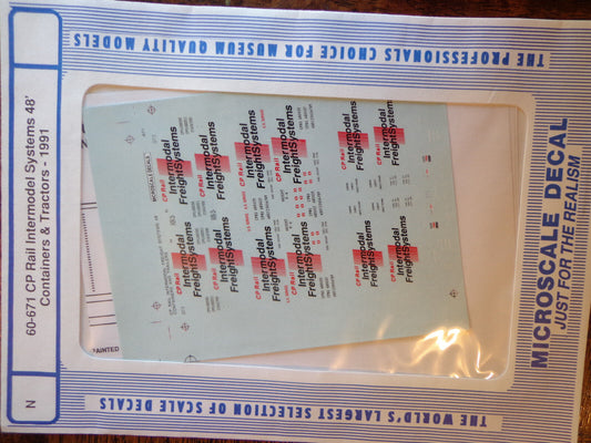 Microscale Decal N  #60-671 CP Containers- 48' - Tractor - CP Rail
