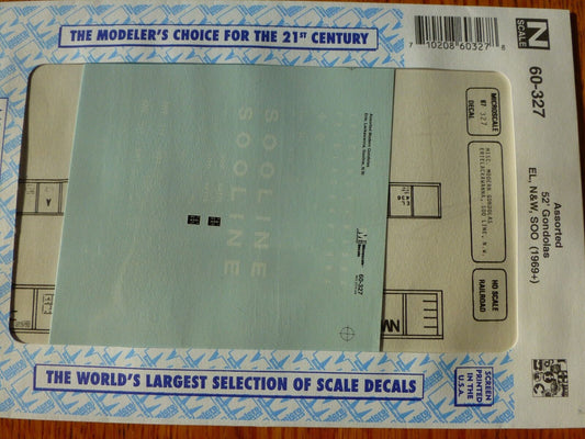 Microscale Decal N  #60-327 Asst Freight-Box Car - Plug Door - Outside Post - 50
