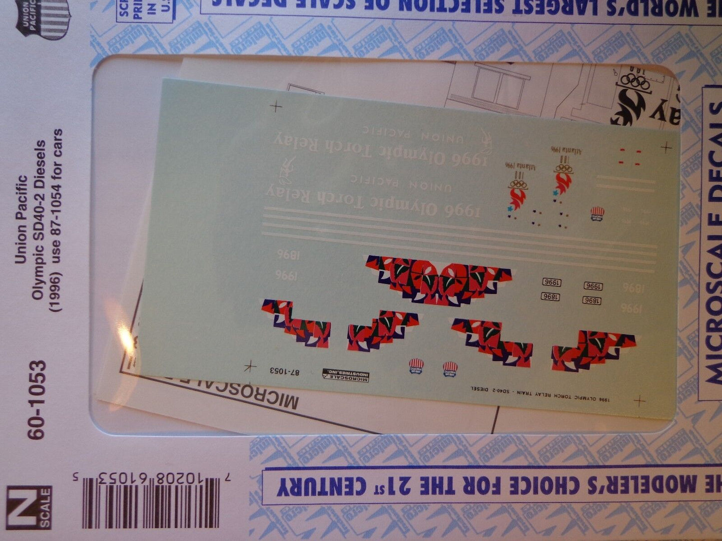 Microscale Decal N  #60-1053 Union Pacific "1996 Olympic Torch Relay" SD40-2 Die