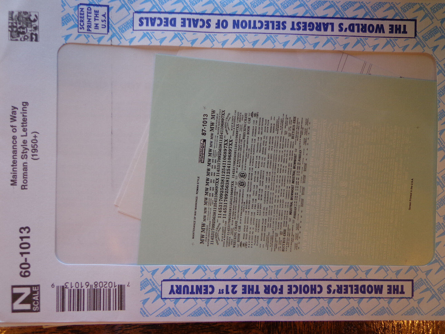 Microscale Decal N  #60-1013 Maintenance of Way - Roman (1950+)-Markings - Roman