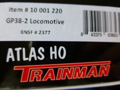 Atlas TM HO #10001220 BNSF Diesel EMD Locomotive GP38-2 Road #2377