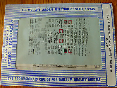 Microscale Decal N  #60-535 Chicago Burlington & Quincy Refrigerator Cars (1926-