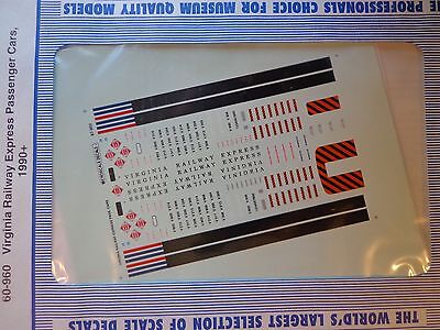 Microscale Decal N  #60-960 Virginia Railway Express Passenger Cars, (1990+)-Pas