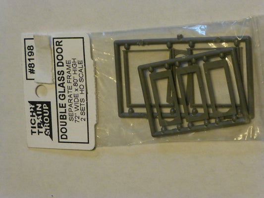 Tichy Train Group #8198 HO Double Glass Storefront Door w/Separate frame pkg(2)