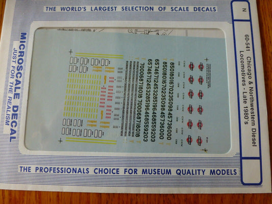 Microscale Decal N  #60-541 Chicago & North Western Diesels (1988-1995)-