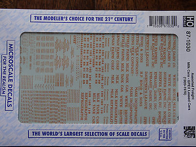 Microscale Decal HO  #87-1030 MILK Cars GPEX Pullman Green Cars
