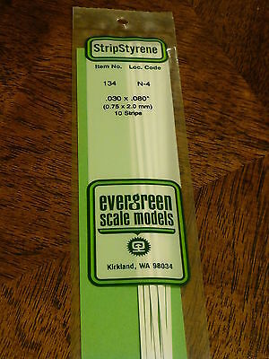 Evergreen Styrene #134 / .030" Thick - 14" Long; pkg(10) -- x .080"
