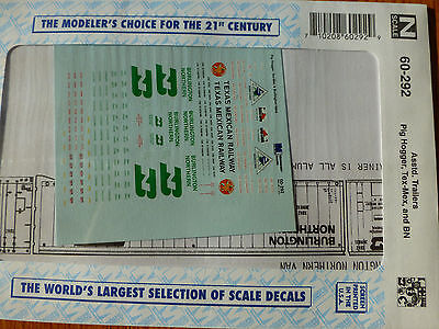 Microscale Decal N  #60-292 Asst Trailers-"Trailer - 40' Texas Mexican Railway,