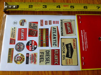 JL Innovative Design HO #236 Atlantic Vintage Gas Station Signs 30s-50s/38 Signs