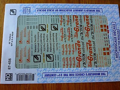 Microscale Decal HO  #87-456 Assorted Trailers-"Trailer - 45' Rio Grande, Wester